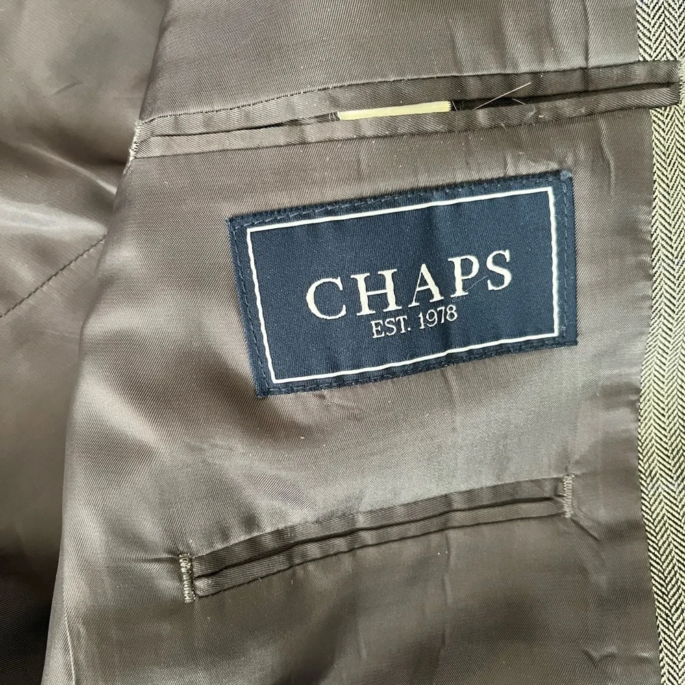 Chaps Mens Blazer Sport Coat Two Button Jacket Mens Size 40R Casual‎ Suits Grey